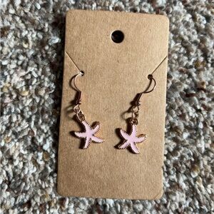 Light pink handmade starfish earrings